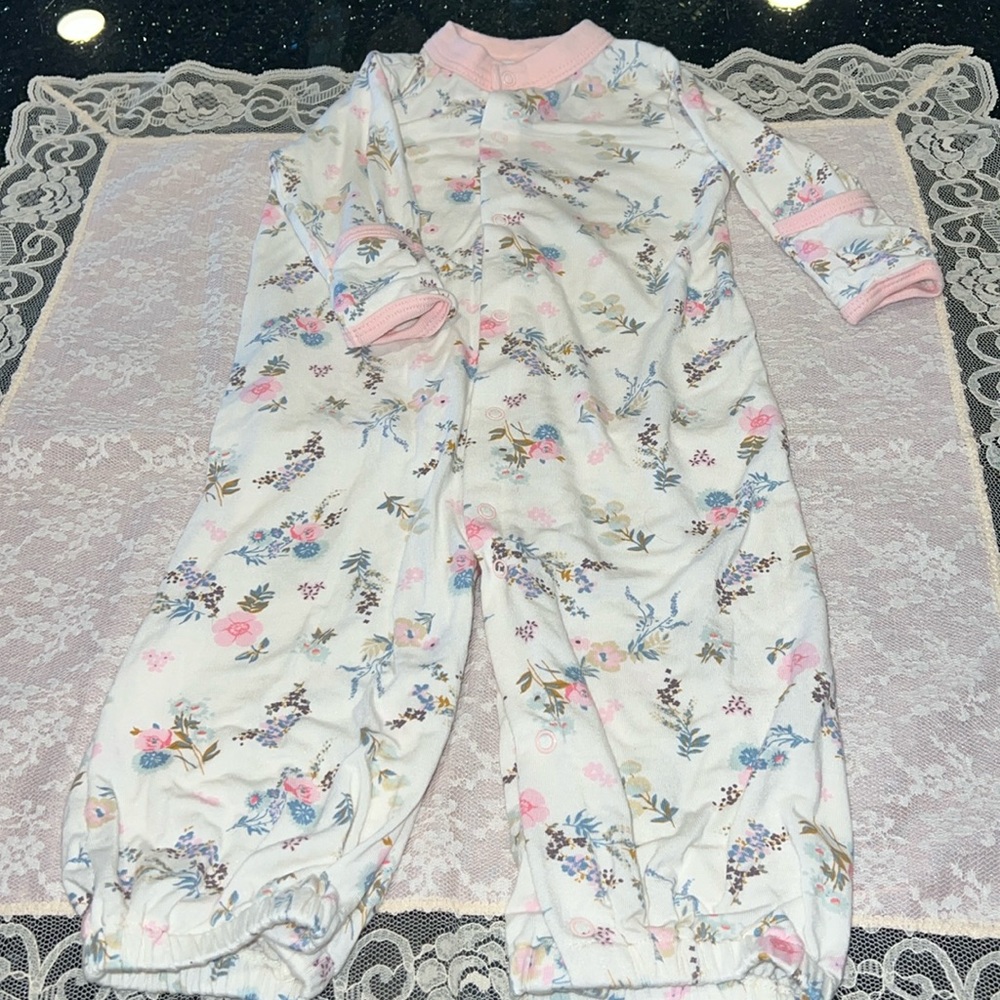0-3 months. Convertible coverall/gown.